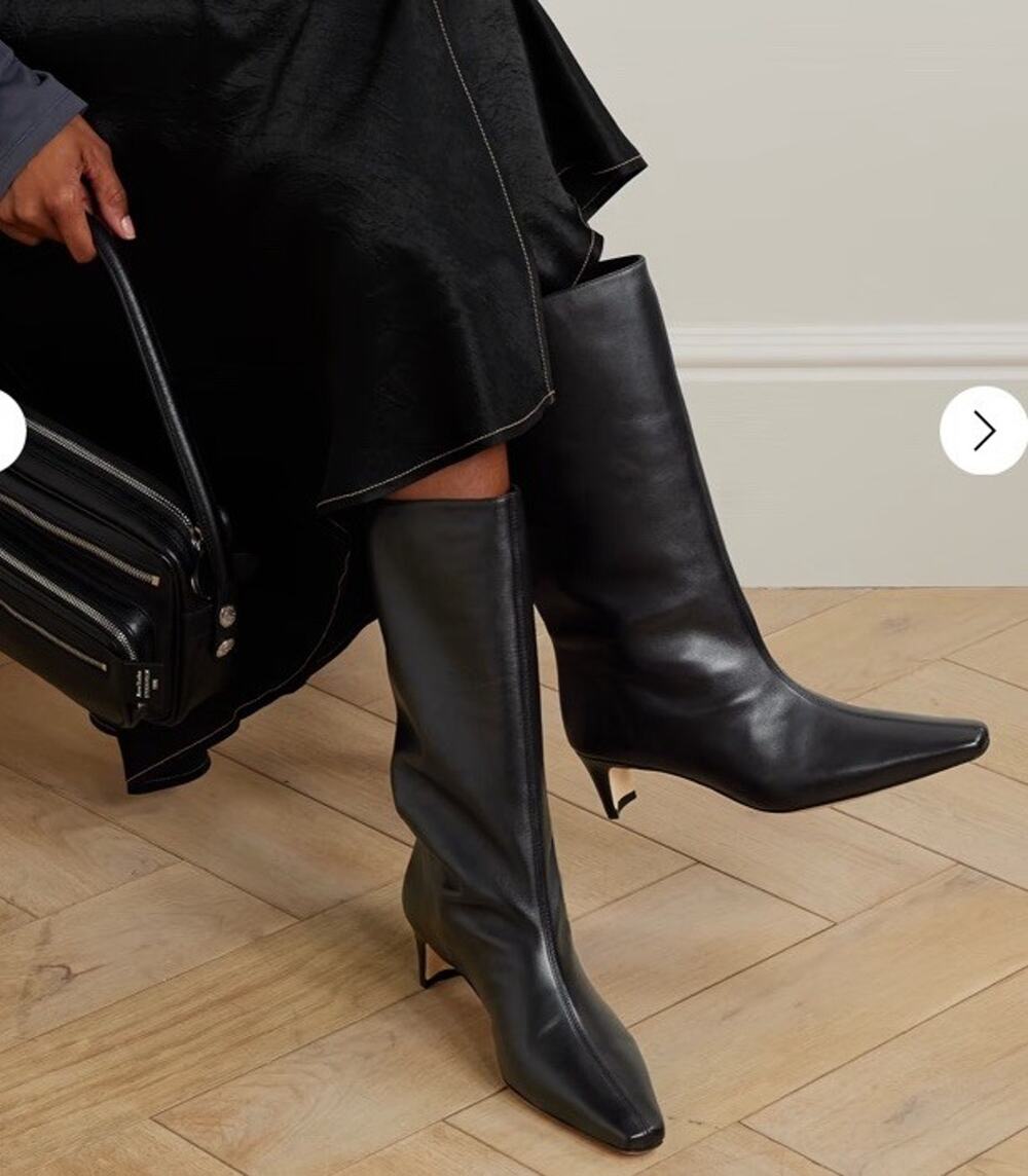 STAUD Wally leather Pull On boots Black Kitten Heels Women's Sz 8 EUC $495
